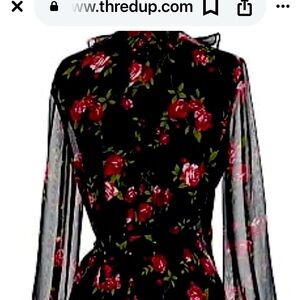 Floral Sheer Black Dress